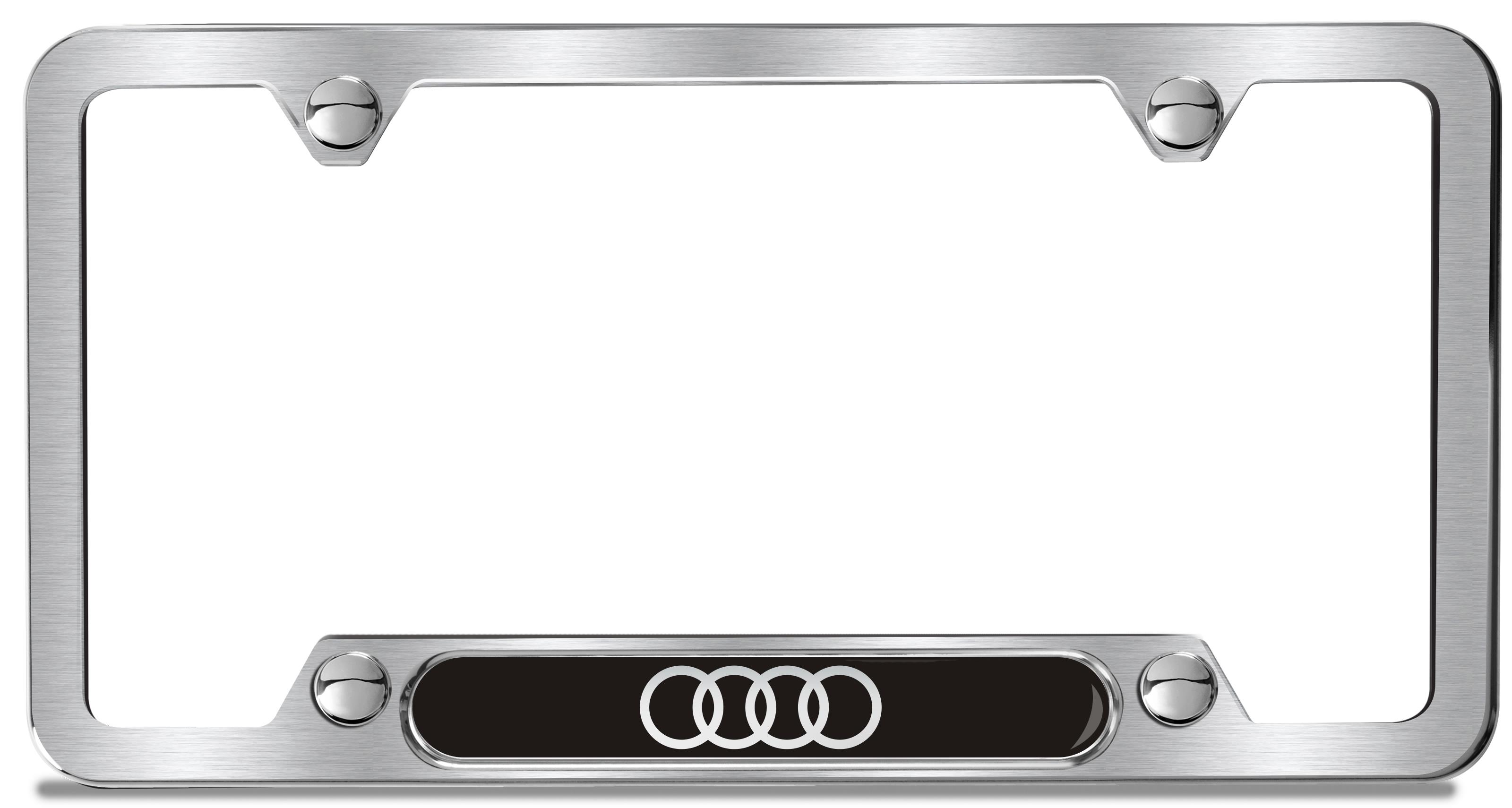 Audi Q5 Audi rings license plate frame, brushed stainless steel